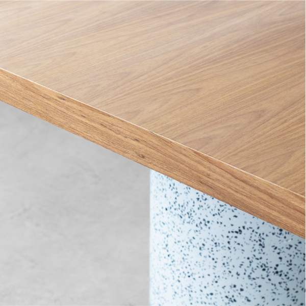 Mesa Bouman Doppio | Tampo Madeira | Base Concreto e Granilite - MEZAS