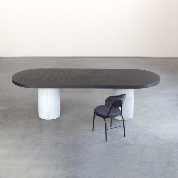 Mesa Bouman Doppio | Tampo Madeira | Base Concreto e Granilite - MEZAS