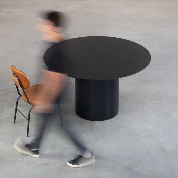 Mesa Bouman Solo | Tampo Madeira | Base Aço - MEZAS