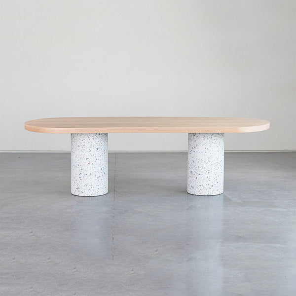 Mesa Bouman Doppio | Tampo Madeira | Base Concreto e Granilite - MEZAS