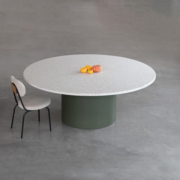 Mesa Bouman Solo | Tampo Concreto e Granilite | Base Aço - MEZAS
