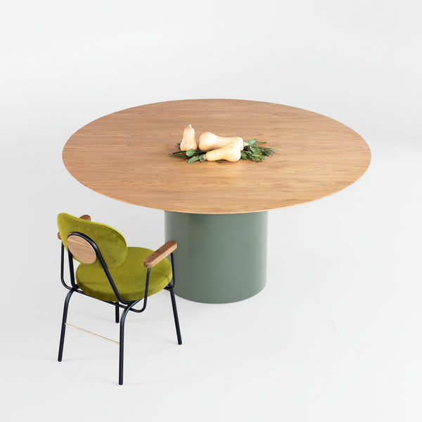 Mesa Bouman Solo | Tampo Madeira | Base Aço