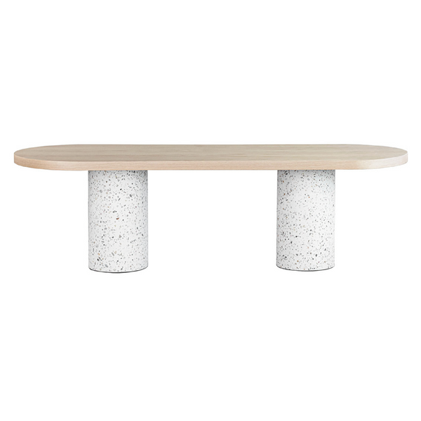 Mesa Bouman Doppio | Tampo Madeira | Base Concreto e Granilite - MEZAS